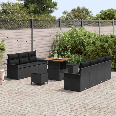vidaXL - Tuinbank - Set - 10 - st - 9-Aantal - zitplaatsen - Zwart