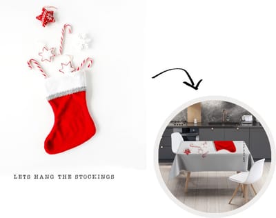 Kerst Tafelkleed - Kerstmis Decoratie - Tafellaken - Winter - Kerstsok - Snoep - 150x220 cm - Kerstmis Versiering