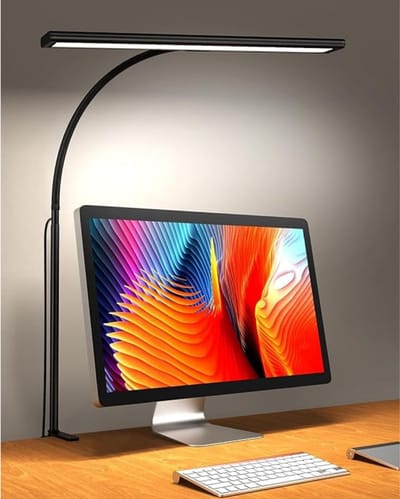QORA® Bureaulamp LED - Burolamp - Bureaulamp Met Klem - Bureaulamp Kind - Bureaulamp LED Dimbaar - Zwart - 5cm x 40cm x 70cm