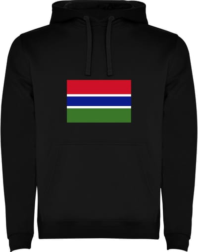 Zwarte Hoodie met Wereldse vlag land Gambia Full Color Maat M