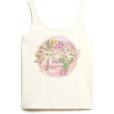 Superdry Vintage Logo Narrative Hemdtopje Wit Grootte: 40