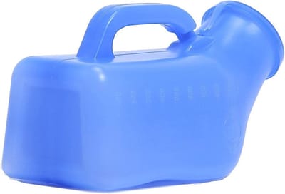 Mannelijk Urinoir - Urine Fles - Thuiszorg Gebruik - Met Deksel en Handvat - 1000 ml - Blauw