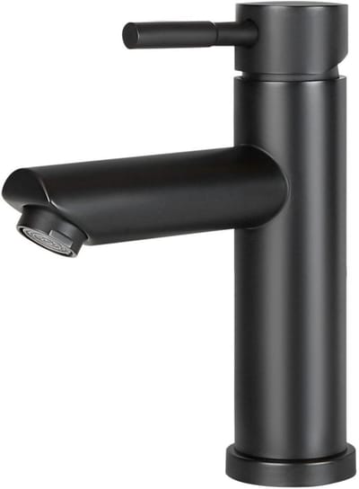 NETTLIFE Wastafelkraan - Badkamerkraan - RVS - Waterbesparend - Warm en Koud water - 360° Draaibaar - voor Badkamer | Keuken | Gootsteen - Zwart
