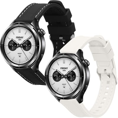 kwmobile 2x horlogebandjes geschikt voor Xiaomi Watch S4 bandje - Smartwatch bandjes van TPU - Activity tracker horloge band in zwart / wit