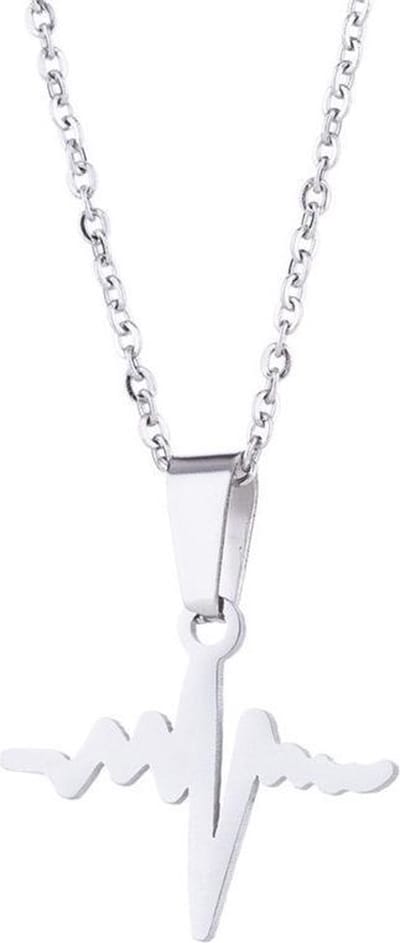 24/7 Jewelry Collection Hartslag Ketting - Levenslijn - Zilverkleurig