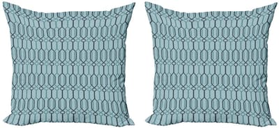 ABAKUHAUS Kussenhoezen Set – 2x50x50 cm – Dubbelzijdige Digitaldruk – Mikrofaser Turkoois