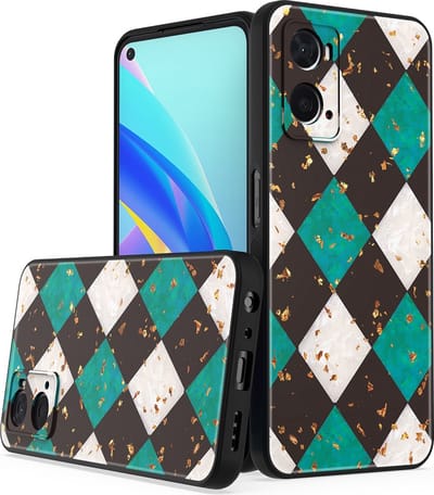 LuxeBass Siliconen hoesje met print geschikt voor OPPO A76 - Marmer Green - telefoonhoes - gsm hoes - telefoonhoesje