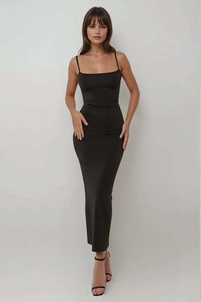 Vierkante Halslijn Bodycon Maxijurk