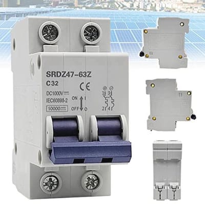 Mini DC Stroomonderbreker 2P 1000V 32A - Scheidingsschakelaar voor PV Installaties