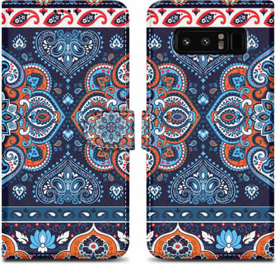 Cadorabo Hoesje geschikt voor Samsung Galaxy NOTE 8 - Design Blauwe Mandala No. 1 - Beschermhoes Case Cover met magnetische sluiting, standaardfunctie en kaartvakje