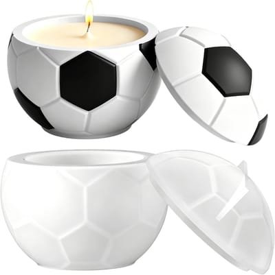 Voetbalvorm met deksel - Kaarsmal 3D - Ambachtelijk knutselen - Flexibel siliconenmateriaal - 7.6 x 4.7 cm - Grijs
