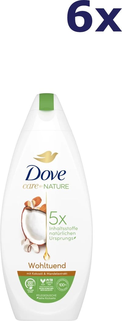 Dove Care by Nature - Douchegel - Restoring - coconut - almond - 6x 225ml - Voordeelverpakking