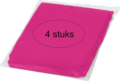4 stuks beschermende wegwerp poncho Roze lichtdoorschijnend- Regen - Festival - Wandelen - Evenement