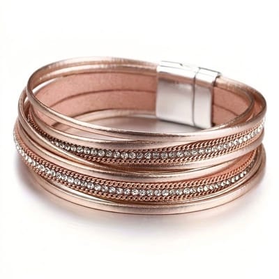 Roze Wikkel armband voor dames met Strass Steentjes – Elegant & Verstelbaar Design voor vrouwen