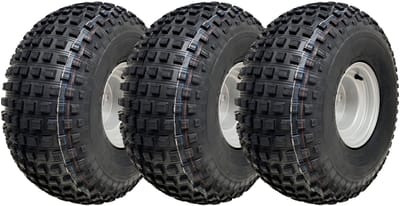 22x11.00-8 ATV-banden met noppen, 4-bouts velgen voor aanhangwagens en quads, 100 mm PCD (set van 3)