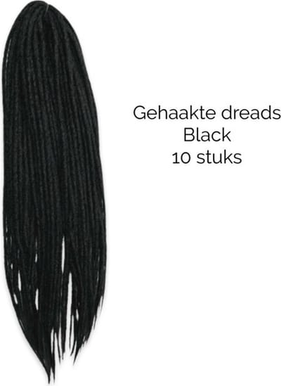 Dreadlocks DE Black 10 stuks - Gehaakte dreadlocks - Dreadlocks double ended - Dreadlock extensions - Hair extensions - Dreadlock beads - Dreadlocks zwart