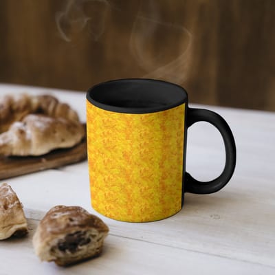 Magische Mok - Foto op Warmte Mokken - Koffiemok - Vloeiend - Olie - Verf - Texturen - Geel - Magic Mok - Beker - 350 ML - Theemok