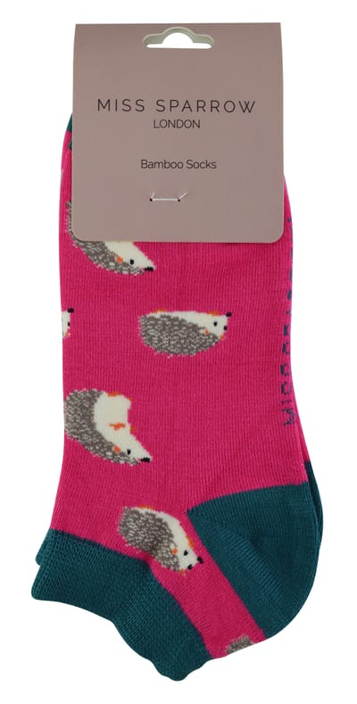 Miss Sparrow - Dames Bamboe Trainer Sokken - Hedgehogs (Hete Roze)