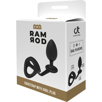 'Ramrod - Cockstrap with Anal Plug', 10 cm