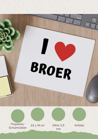 Akyol - i love broer Muismat - Broer - de liefste broer - verjaardag - cadeautje voor broer - broer artikelen - kado - geschenk - 23 bij 19 cm
