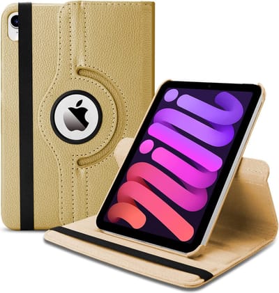Book Cover Geschikt voor: Apple iPad Mini 6 & iPad Mini 7 2024 Tablethoes - Multi Stand Case - 360 draaibaar - Tablethoesje - Goud - ZT Accessoires
