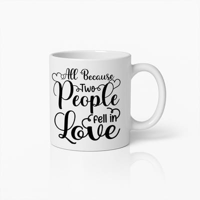 Alles Omdat Twee Mensen Verliefd Werden Mok – 330ml Keramische Koffiebeker – Romantisch Huwelijks- of Jubileumcadeau