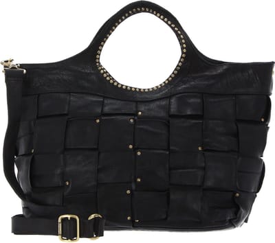 CAMPOMAGGI Leren Handtas Shopper Shopping Bag Nero Zwart