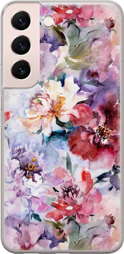 Hoesje geschikt voor Samsung Galaxy S22 hoesje - Bloemen Acryl - - Roze - - Casevibes