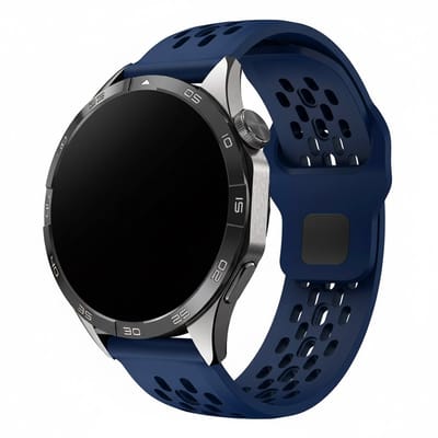 Siliconen bandje - geschikt voor Garmin Venu (2 Plus) / Venu SQ (2) / Vivomove (Style - Sport) / Vivoactive 3 / 5 / 6 / Forerunner 55 / 165 / 245 / 645 / 570 - 42mm - gaatjes - donkerblauw