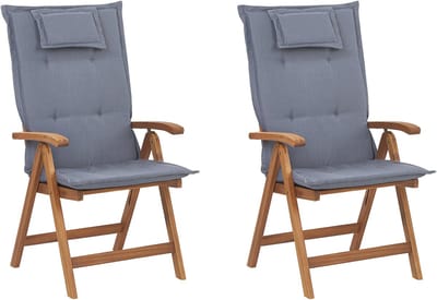 JAVA - Tuinstoel set van 2 - Lichte houtkleur/Blauw - Acaciahout