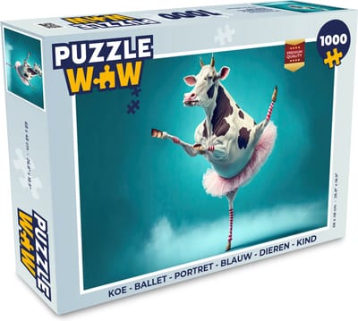 Puzzel Koe - Ballet - Portret - Blauw - Dieren - Kind - Legpuzzel - Puzzel 1000 stukjes volwassenen