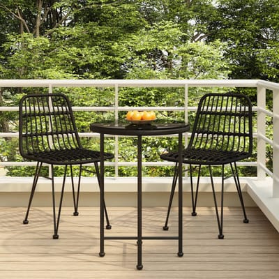 vidaXL - 3-delige - Tuinset - poly - rattan - zwart