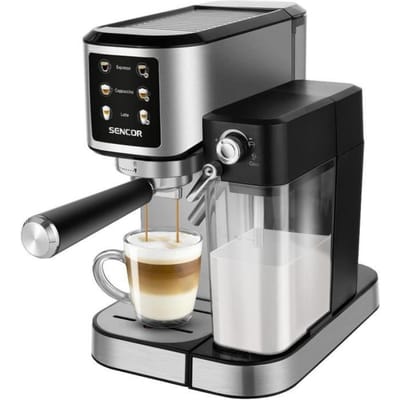 Espressomachine Sencor SES 4910SS - Cappuccino en espresso XL - Touchscreen - 20 bar - Zwart/Zilver