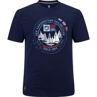 Jan Vanderstorm herren T-Shirt - 60/62 - donkerblauw - Plus Size