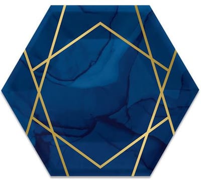 Witbaard Feestbordjes Navy & Gold 20 Cm Karton Blauw/goud 8 Stuks