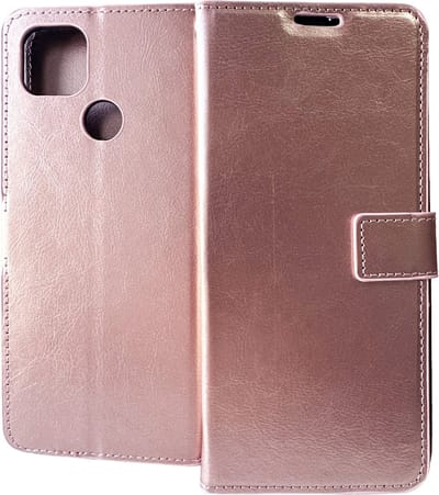 Bookcase Geschikt voor: Motorola Moto G9 Power - Rosé Goud - portemonnee hoesje