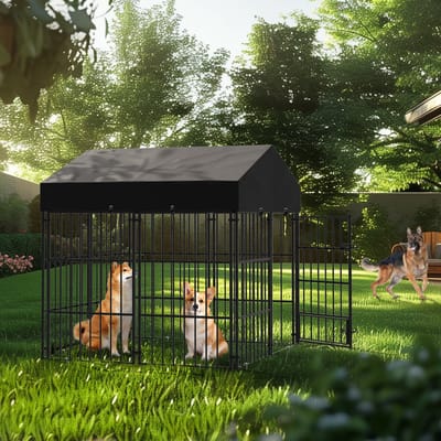 BingoPaw Heavy Duty Hondenkennel voor Buiten & Binnen - Robuuste Hondenbench met Waterdicht Dak - Knaagbestendig & Roestvrij - Maat XS