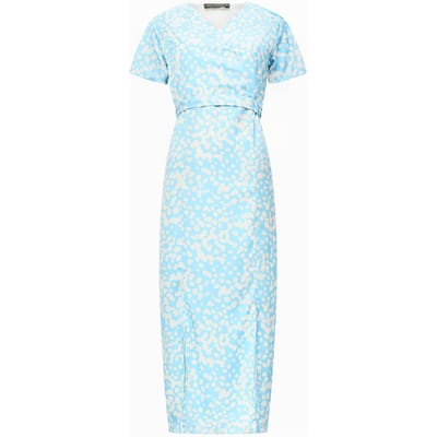 French Connection Aimee Wrap Ss Dress Cornflower / Ecru Maat: 10 | Midi Jurken Outlet | Dames | Geel