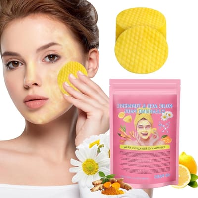 Exfoliërende Cleansing Pads met Kurkuma en Kojic Acid, 40 Stuks, Verhelderende Gezichtspons voor Alle Huidtypes, Verwijdert Onzuiverheden en Dode Huidcellen