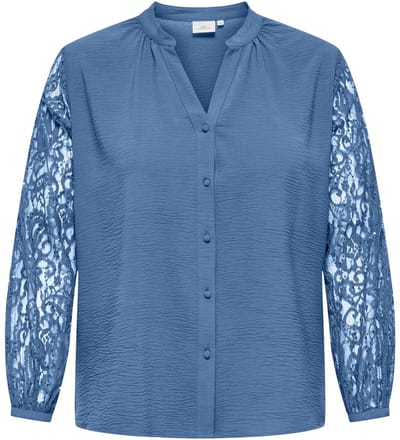 ONLY CARMAKOMA - CARKAMMY LIFE LS V-NECK LACE SHIRT WVN - Dames - Blouses