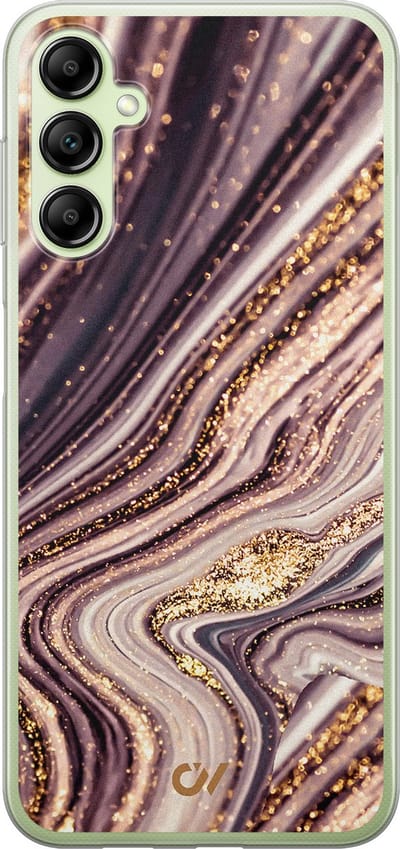 Hoesje geschikt voor Samsung Galaxy A14 5G hoesje - Golden Pink Marble - - Paars - - Casevibes