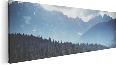Artaza Canvas Schilderij Bos - 60x20 cm - Wanddecoratie Bergen - Muurdecoratie Landschap - Schilderijen Op Canvas
