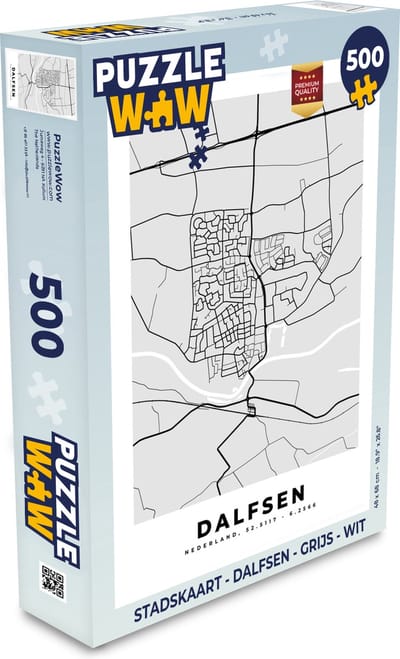 Puzzel Stadskaart - Dalfsen - Grijs - Wit - Legpuzzel - Puzzel 500 stukjes - Plattegrond