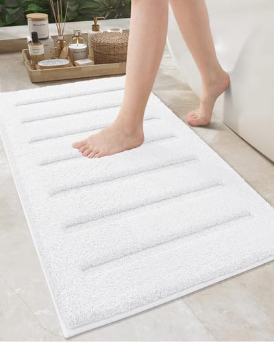 Antislip Badmat 61 x 92 cm - Wasbaar en Super Absorberend - Zacht, Wit Douchemat