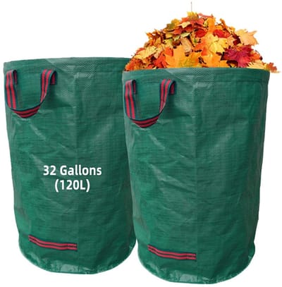 Dailygoods- Tuinafvalzakken 120 Liter - Waterdichte/Gartenzakken - Opvouwbare/Tuinzakken - Herbruikbare Laubzakken - 4 Stevige Handvatten - Grote Capaciteit - Afvalzakken