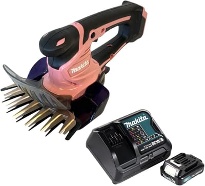 Makita UM600DSAP CXT 12 Volt Max Accu Grasschaar Roze met 2,0 Ah accu (1 st), en lader, in doos, roze grasknipper met accu en lader