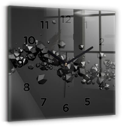 Wallfluent Wandklok - Zwarte abstractie Decoratieve Wandklok - 30 cm x 30 cm - Zwart Wandklok - Zwarte Handen - Wandklok Met Cijfers - Wandklok voor in de Keuken - Vierkante Glazen Klok - Minimalistisch Wandklok - Decoratieve Wandklok