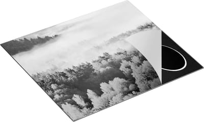 Chefcare Inductie Beschermer Gekleurde Herfstbos met Mist - Zwart Wit - 60x50 cm - Afdekplaat Inductie - Kookplaat Beschermer - Inductie Mat