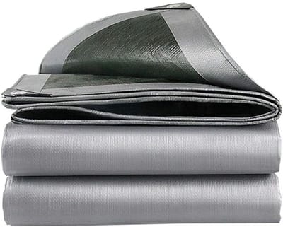 Groot Zeildoek - Waterdicht Tarp - Buiten Beschermen - Versterkte Oogjes - 4x5 Meter - Zilver