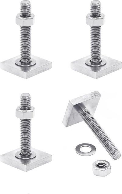 Set van 4 Dakkoffers, M6 T-Groef Moeren, 20 x 20 mm, Inclusief Moeren en Ringen voor Dakkofferbevestiging